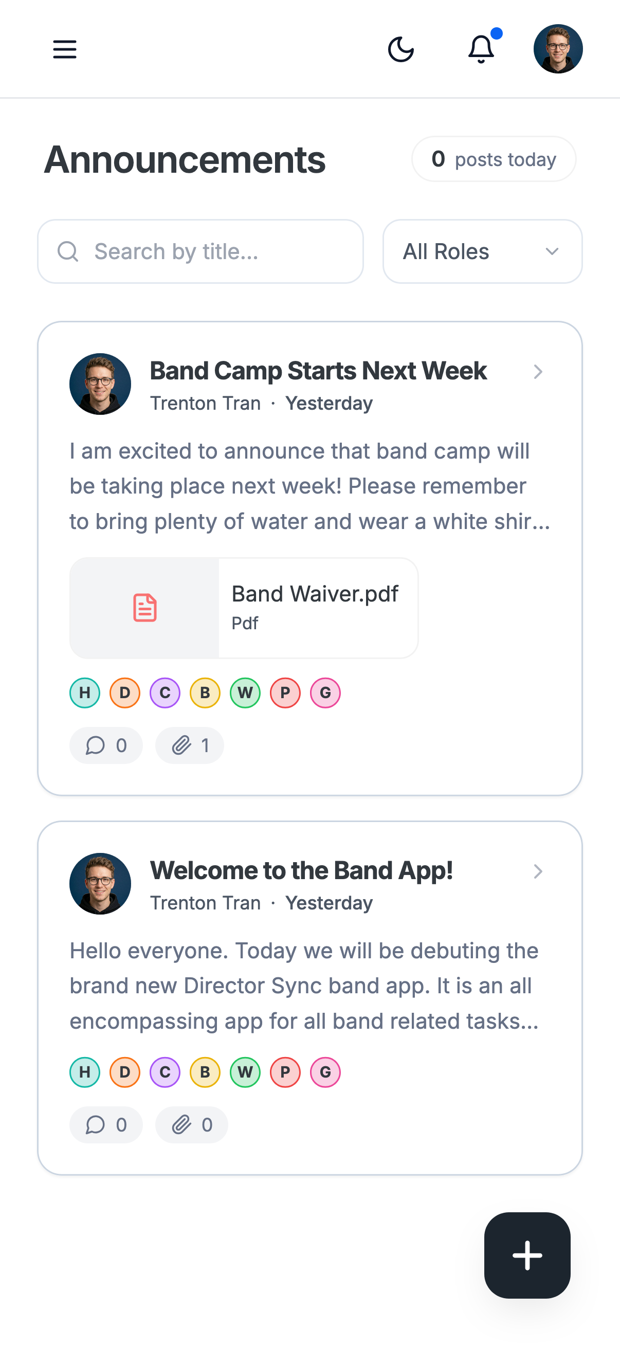 DirectorSync Announcements on mobile