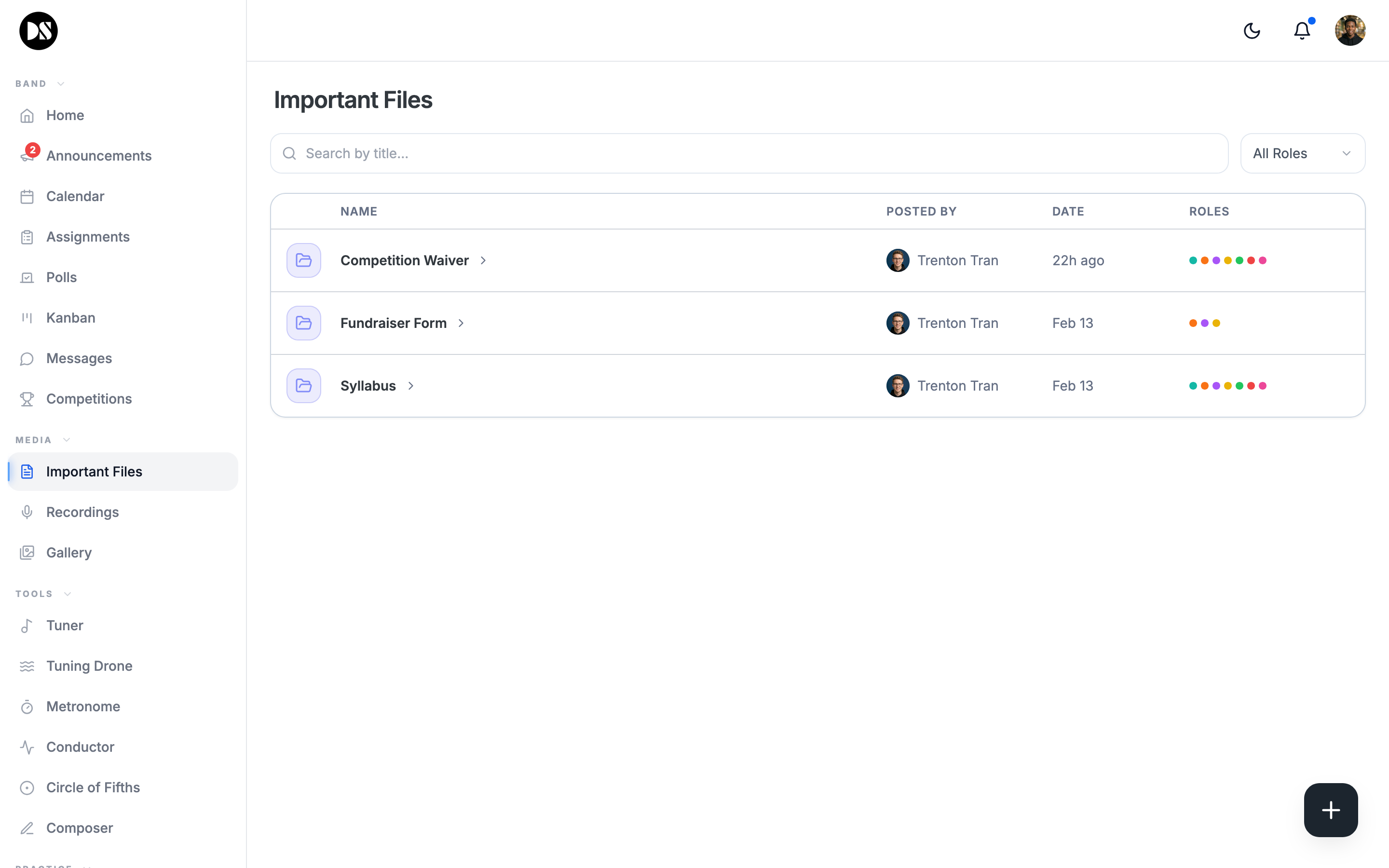 Important Files — sheet music, charts & guides