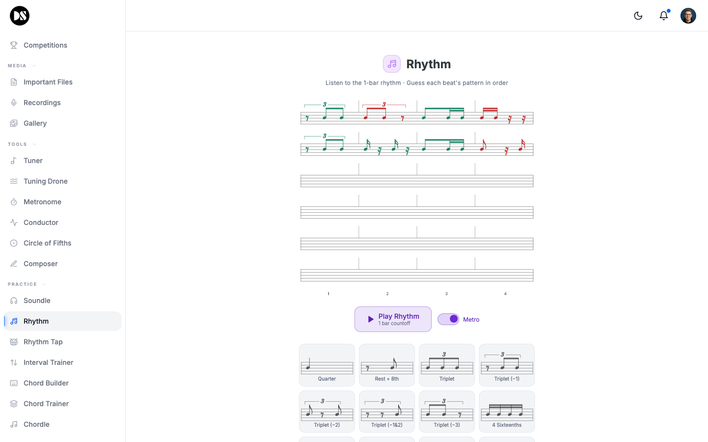 Rhythm Identify — identify rhythmic patterns by ear